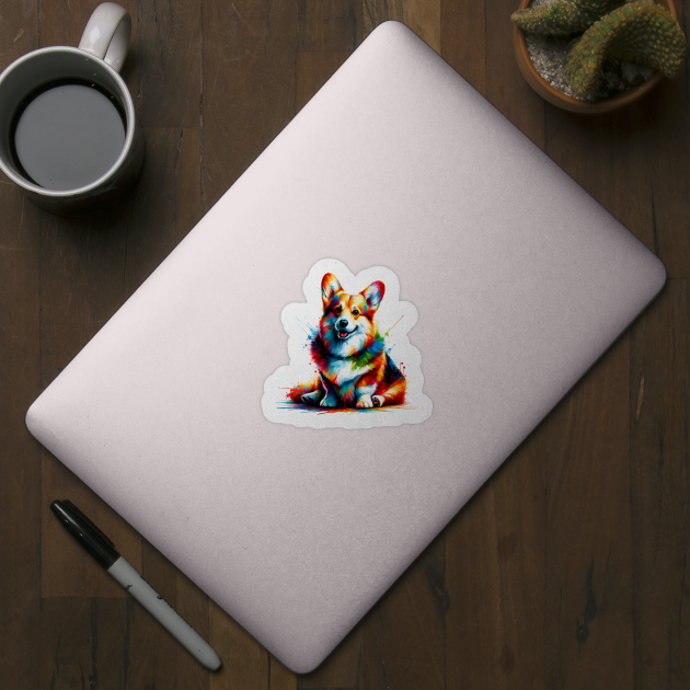 Pembroke Welsh Corgi in Colorful Splash Art Style by ArtRUs